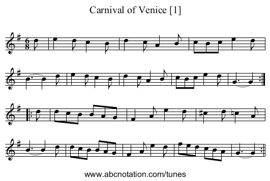 Carnival of Venice [1] - staff notation
