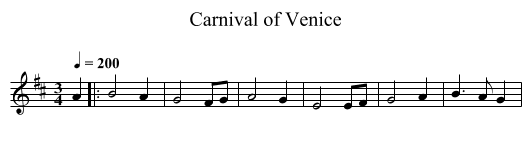 Carnival of Venice - staff notation