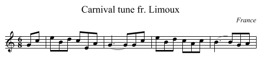 Carnival tune fr. Limoux - staff notation