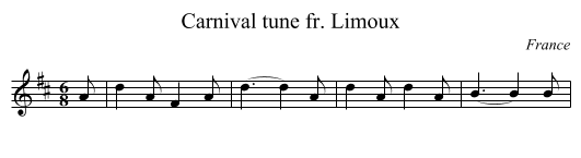 Carnival tune fr. Limoux - staff notation