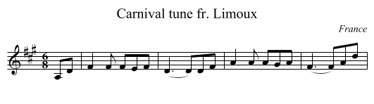 Carnival tune fr. Limoux - staff notation