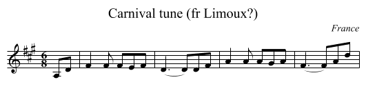 Carnival tune (fr Limoux?) - staff notation