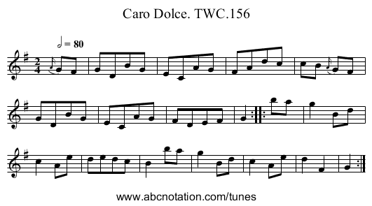 Caro Dolce. TWC.156 - staff notation