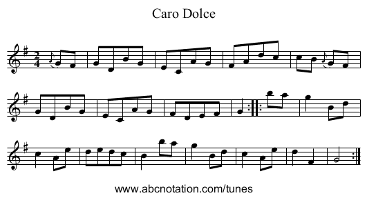 Caro Dolce - staff notation