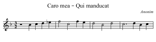 Caro mea – Qui manducat - staff notation