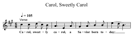 Carol, Sweetly Carol - staff notation