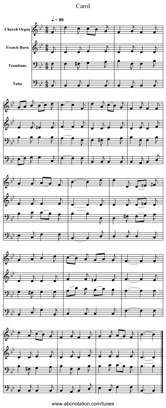 Carol - staff notation