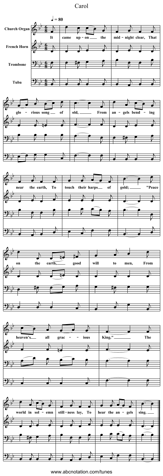 Carol - staff notation