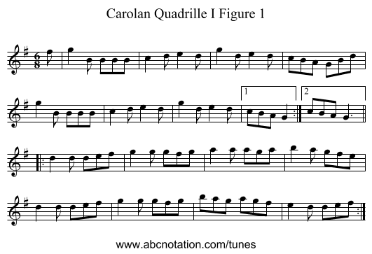 Carolan Quadrille I Figure 1 - staff notation