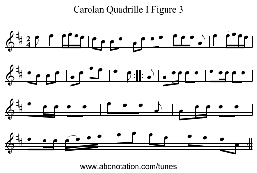 Carolan Quadrille I Figure 3 - staff notation
