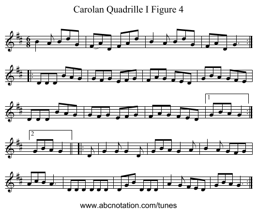Carolan Quadrille I Figure 4 - staff notation
