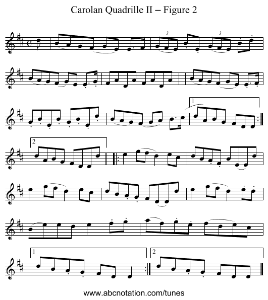 Carolan Quadrille II – Figure 2 - staff notation