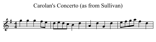 Carolan's Concerto (as from Sullivan) - staff notation