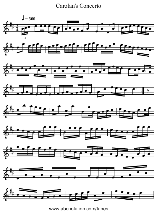 Carolan's Concerto - staff notation