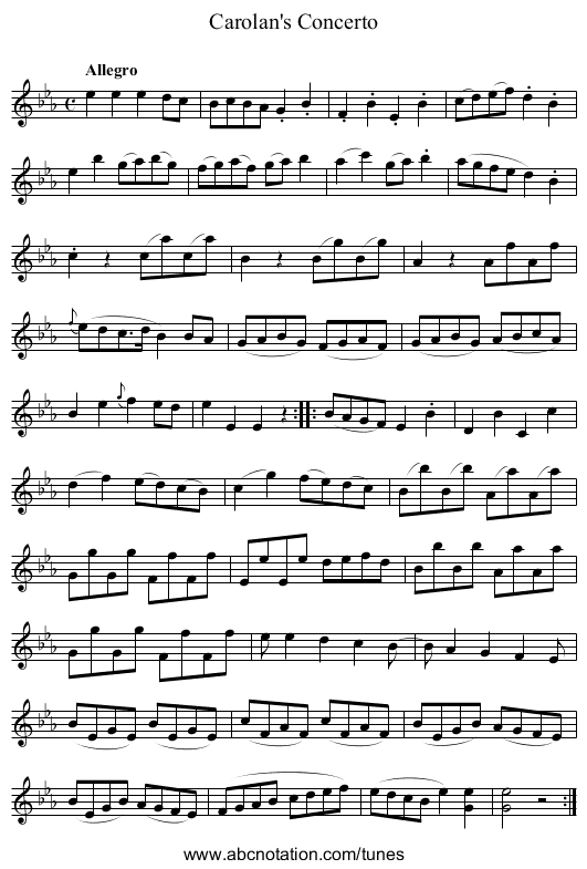 Carolan's Concerto - staff notation