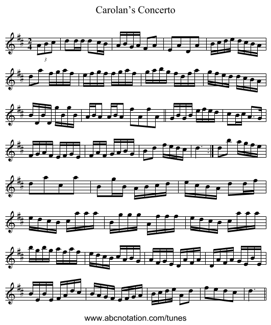 Carolan’s Concerto - staff notation