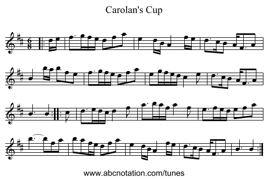 Carolan's Cup - staff notation