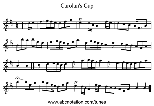 Carolan's Cup - staff notation