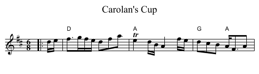 Carolan's Cup - staff notation