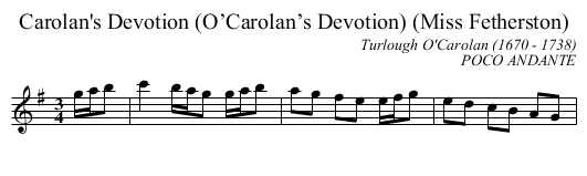 Carolan's Devotion (O’Carolan’s Devotion) (Miss Fetherston) - staff notation