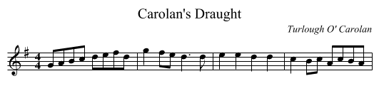 Carolan's Draught - staff notation