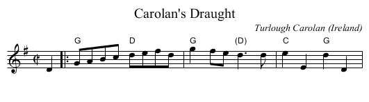 Carolan's Draught - staff notation