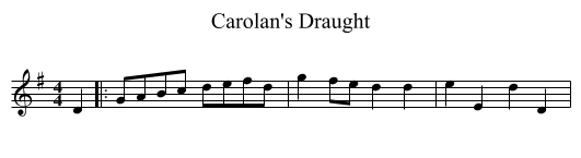 Carolan's Draught - staff notation