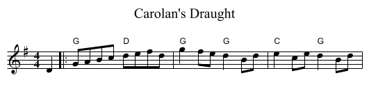 Carolan's Draught - staff notation