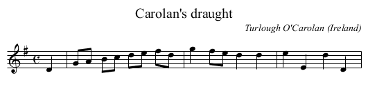 Carolan's draught - staff notation