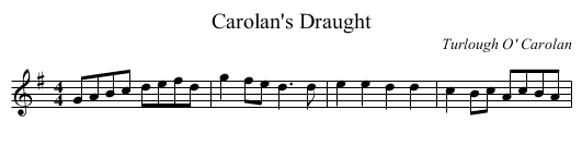 Carolan's Draught - staff notation