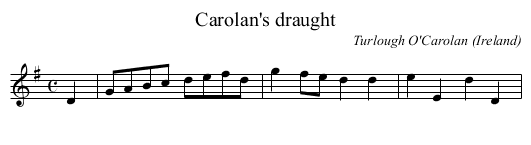 Carolan's draught - staff notation