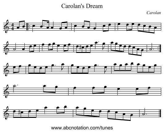 Carolan's Dream - staff notation