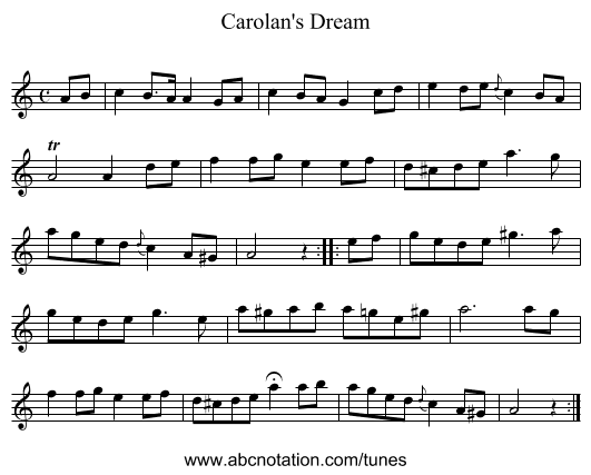 Carolan's Dream - staff notation