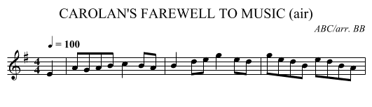 CAROLAN'S FAREWELL TO MUSIC (air) - staff notation