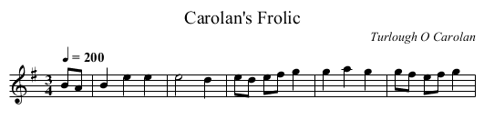 Carolan's Frolic - staff notation