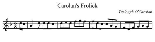 Carolan's Frolick - staff notation