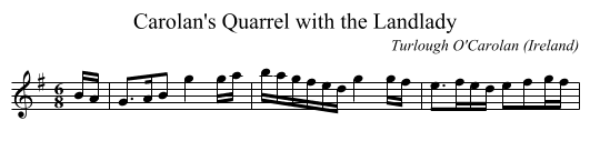 Carolan's Quarrel with the Landlady - staff notation