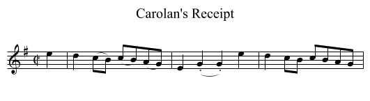 Carolan's Receipt - staff notation