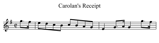 Carolan's Receipt - staff notation