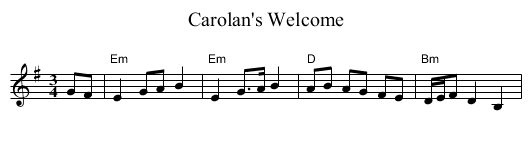 Carolan's Welcome - staff notation