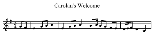 Carolan's Welcome - staff notation
