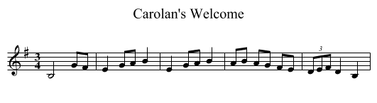 Carolan's Welcome - staff notation