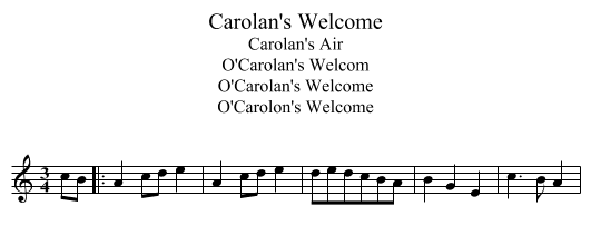 Carolan's Welcome - staff notation