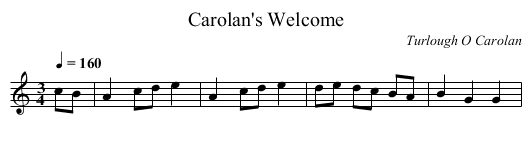 Carolan's Welcome - staff notation
