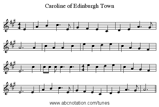 Caroline of Edinburgh Town - staff notation