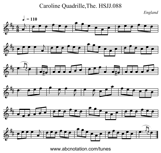 Caroline Quadrille,The. HSJJ.088 - staff notation