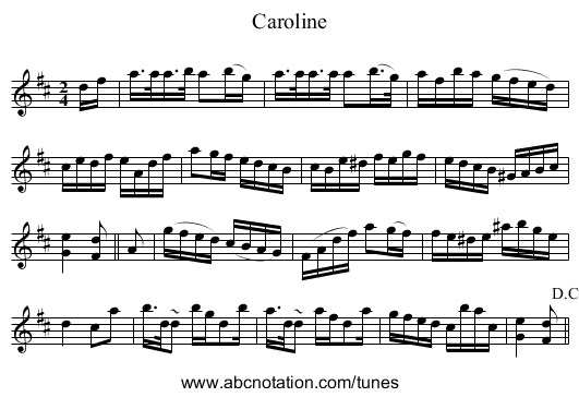 Caroline - staff notation