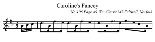 Caroline's Fancey - staff notation