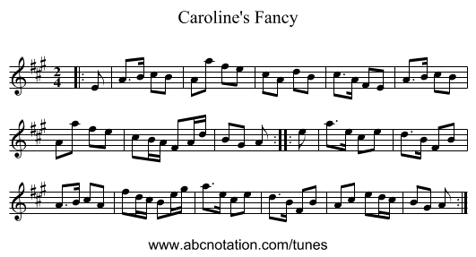 Caroline's Fancy - staff notation