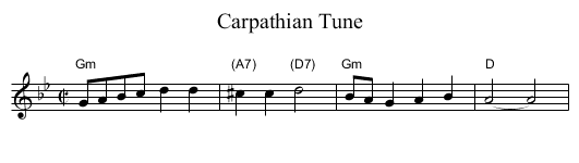 Carpathian Tune - staff notation